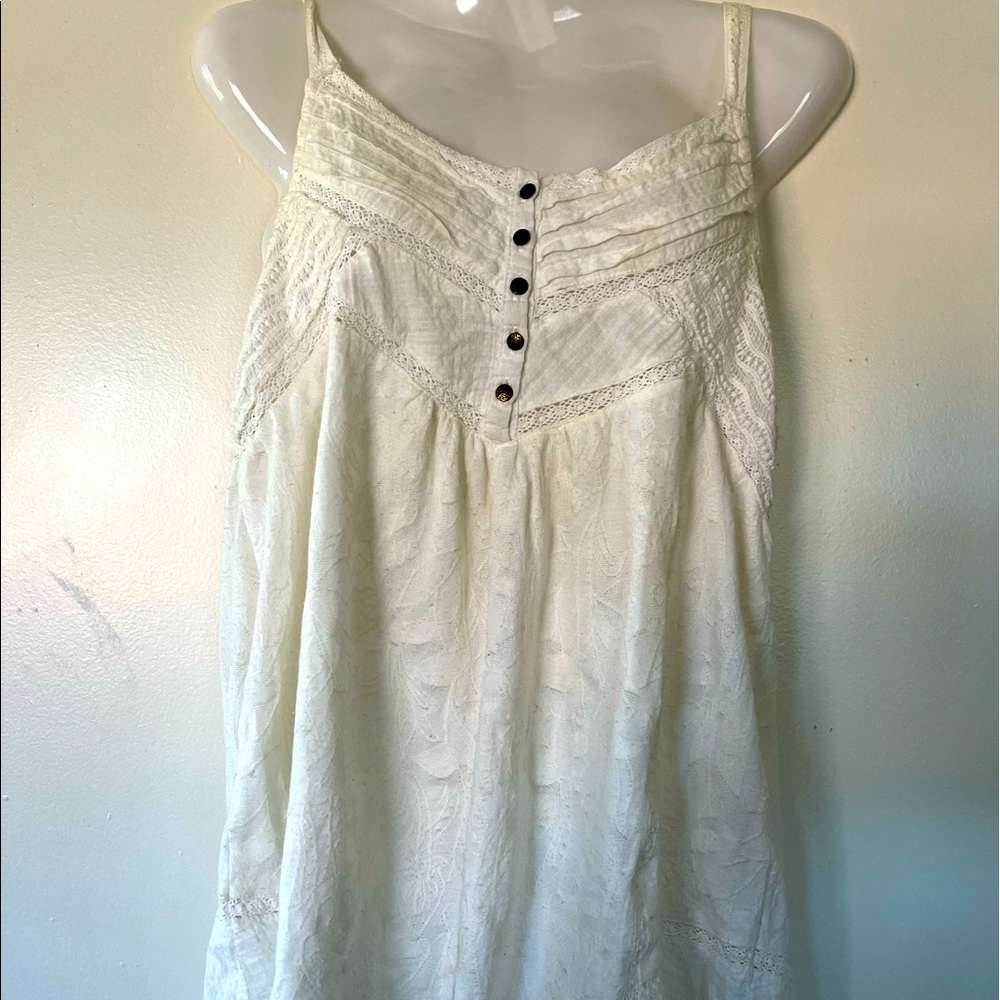 Lucky Brand White Detailed Tank Top Women’s Medium